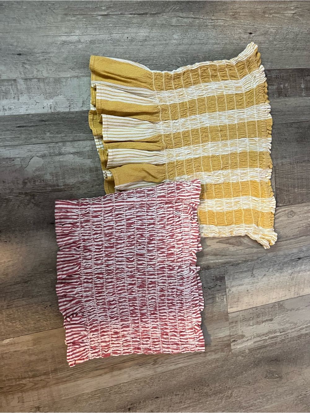 American Eagle Outfitters Red & White Striped Smocked Tube Top Set